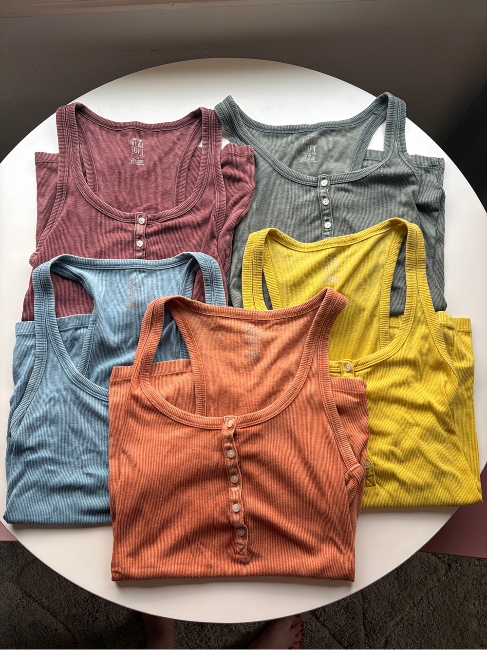 Aerie “Real Soft” Ribbed Henley Tank Top - Set of 5, Multicolor!